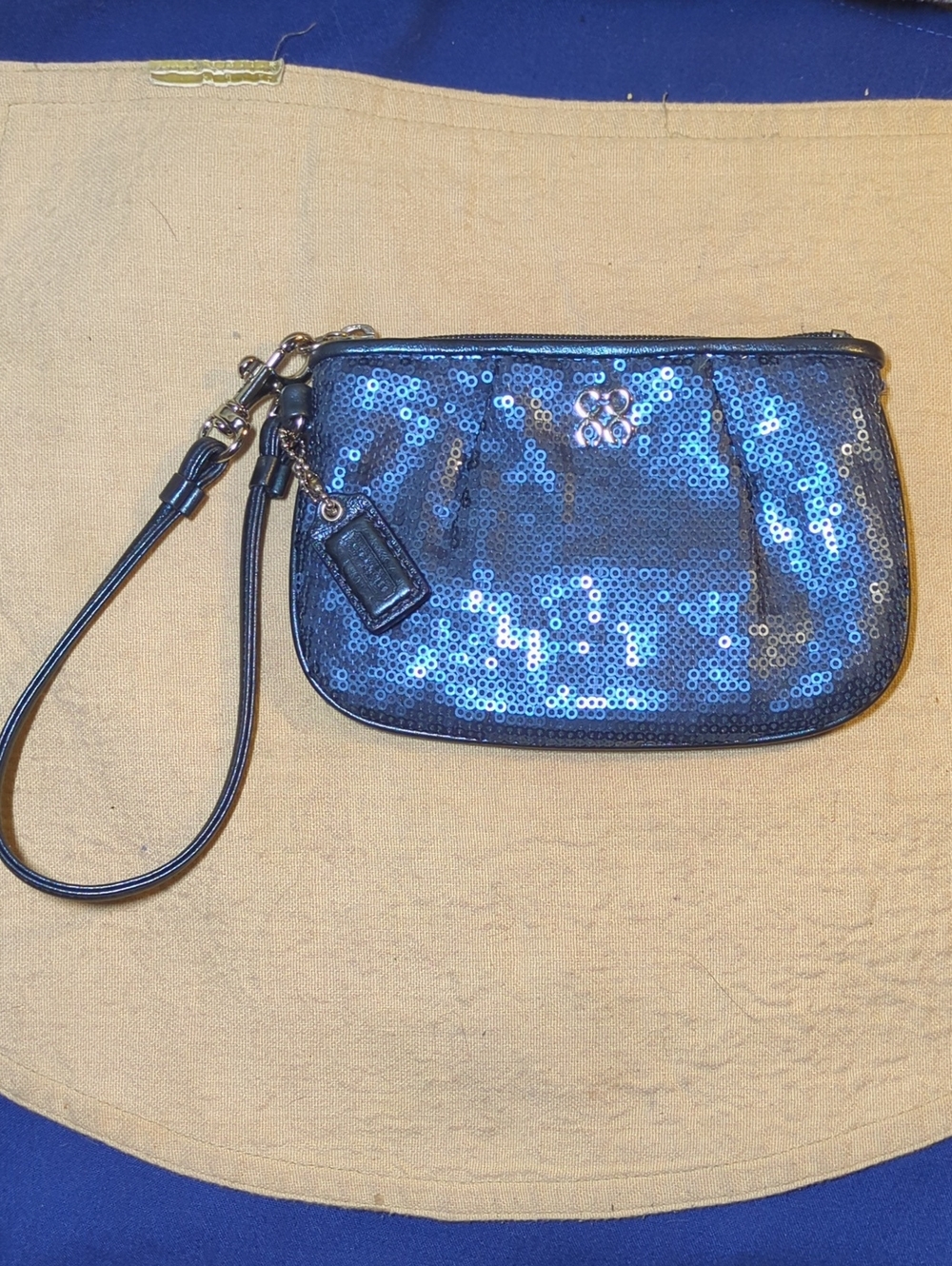 Coach Blue Sequin Wristlet Clutch NOW ONLY $40